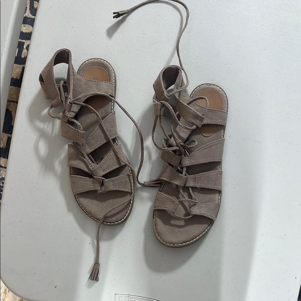 Old Navy Tan Gladiator Sandals with Lace-Up Design